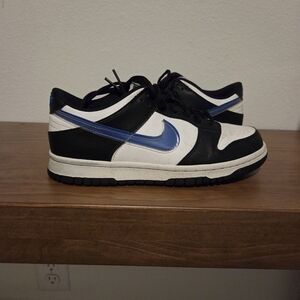Nike Dunk Low Black White Royal Blue Swoosh